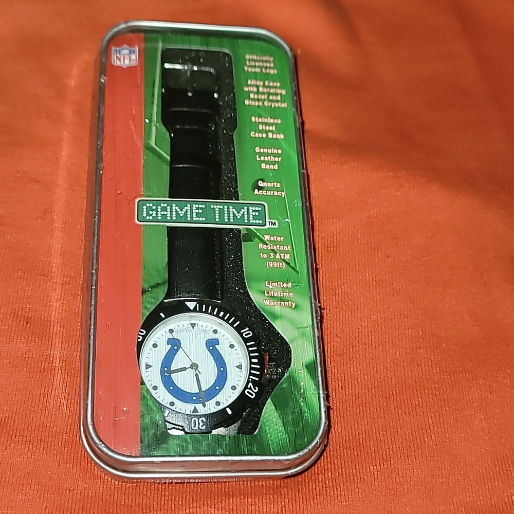 NEW Game Time Indianapolis Colts NFL Watch Leather Band Rotating Bezel WR 3ATM